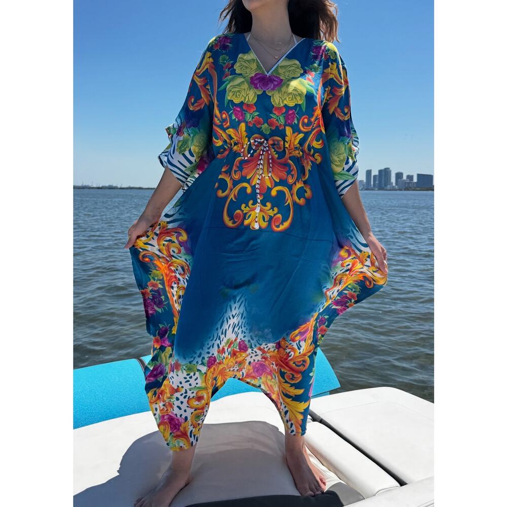 Maxi long Kaftan Women's Maxi Dress, Cover-Ups, One Size